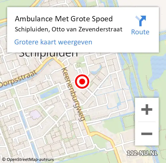 Locatie op kaart van de 112 melding: Ambulance Met Grote Spoed Naar Schipluiden, Otto van Zevenderstraat op 30 april 2016 23:51