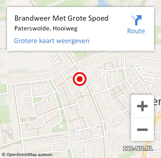 Locatie op kaart van de 112 melding: Brandweer Met Grote Spoed Naar Paterswolde, Hooiweg op 1 mei 2016 01:27