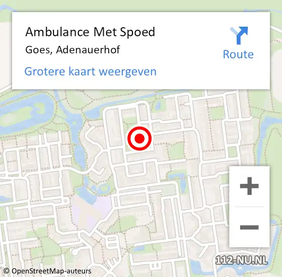 Locatie op kaart van de 112 melding: Ambulance Met Spoed Naar Goes, Adenauerhof op 1 mei 2016 01:39