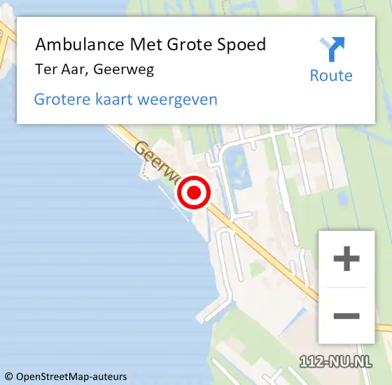 Locatie op kaart van de 112 melding: Ambulance Met Grote Spoed Naar Ter Aar, Geerweg op 1 mei 2016 01:41