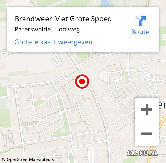 Locatie op kaart van de 112 melding: Brandweer Met Grote Spoed Naar Paterswolde, Hooiweg op 1 mei 2016 01:50