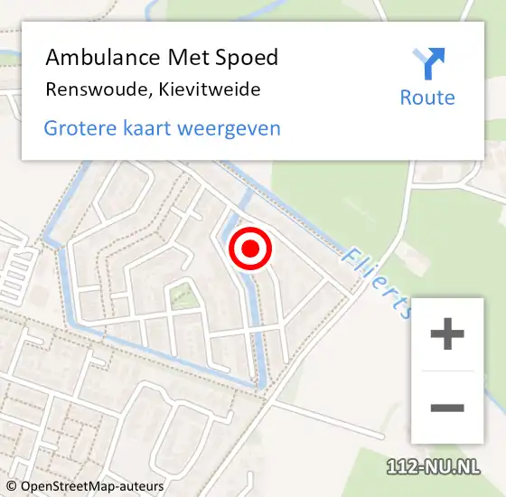 Locatie op kaart van de 112 melding: Ambulance Met Spoed Naar Renswoude, Kievitweide op 1 mei 2016 02:16