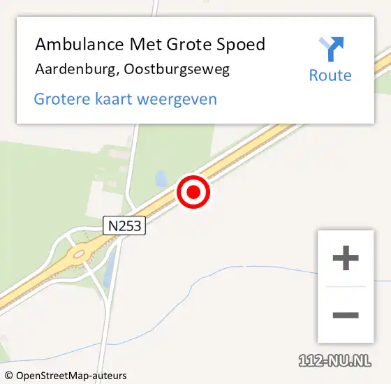 Locatie op kaart van de 112 melding: Ambulance Met Grote Spoed Naar Aardenburg, Oostburgseweg op 1 mei 2016 04:27