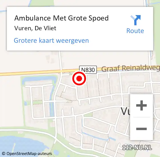 Locatie op kaart van de 112 melding: Ambulance Met Grote Spoed Naar Vuren, De Vliet op 1 mei 2016 04:38