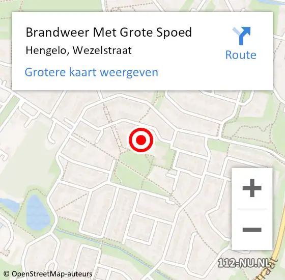 Locatie op kaart van de 112 melding: Brandweer Met Grote Spoed Naar Hengelo, Wezelstraat op 1 mei 2016 06:36