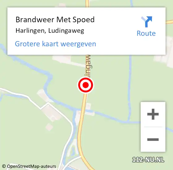 Locatie op kaart van de 112 melding: Brandweer Met Spoed Naar Harlingen, Ludingaweg op 1 mei 2016 07:47