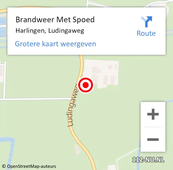 Locatie op kaart van de 112 melding: Brandweer Met Spoed Naar Harlingen, Ludingaweg op 1 mei 2016 07:55