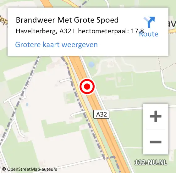Locatie op kaart van de 112 melding: Brandweer Met Grote Spoed Naar Havelterberg, A32 L hectometerpaal: 17,8 op 1 mei 2016 08:08