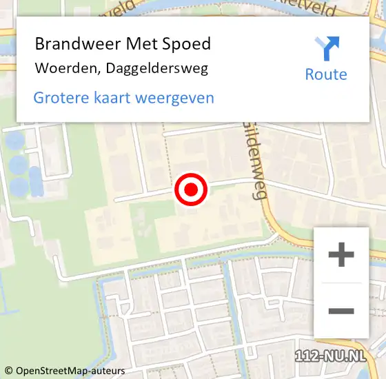 Locatie op kaart van de 112 melding: Brandweer Met Spoed Naar Woerden, Daggeldersweg op 1 mei 2016 10:24