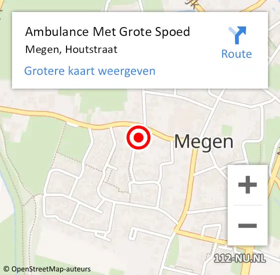 Locatie op kaart van de 112 melding: Ambulance Met Grote Spoed Naar Megen, Houtstraat op 1 mei 2016 10:28