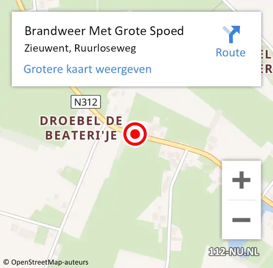 Locatie op kaart van de 112 melding: Brandweer Met Grote Spoed Naar Zieuwent, Ruurloseweg op 1 mei 2016 10:40