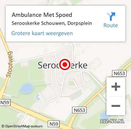 Locatie op kaart van de 112 melding: Ambulance Met Spoed Naar Serooskerke Schouwen, Dorpsplein op 1 mei 2016 11:07
