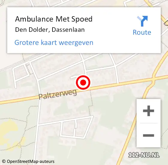 Locatie op kaart van de 112 melding: Ambulance Met Spoed Naar Den Dolder, Dassenlaan op 1 mei 2016 11:27