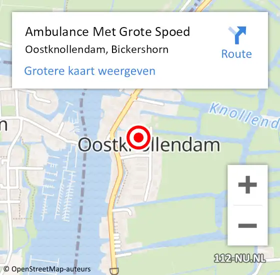 Locatie op kaart van de 112 melding: Ambulance Met Grote Spoed Naar Oostknollendam, Bickershorn op 1 mei 2016 11:53