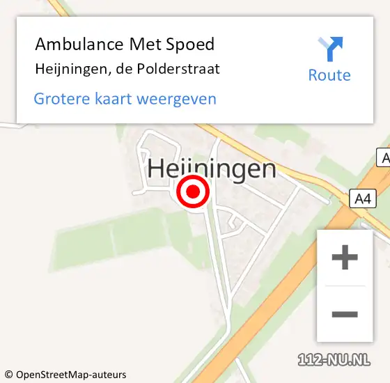 Locatie op kaart van de 112 melding: Ambulance Met Spoed Naar Heijningen, de Polderstraat op 1 mei 2016 12:05