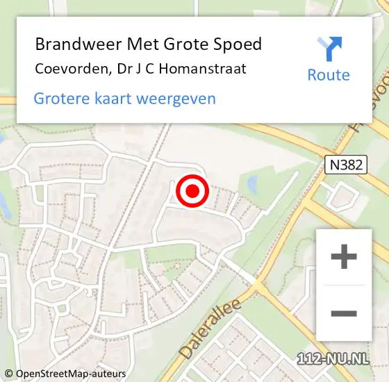 Locatie op kaart van de 112 melding: Brandweer Met Grote Spoed Naar Coevorden, Dr J C Homanstraat op 1 mei 2016 12:43