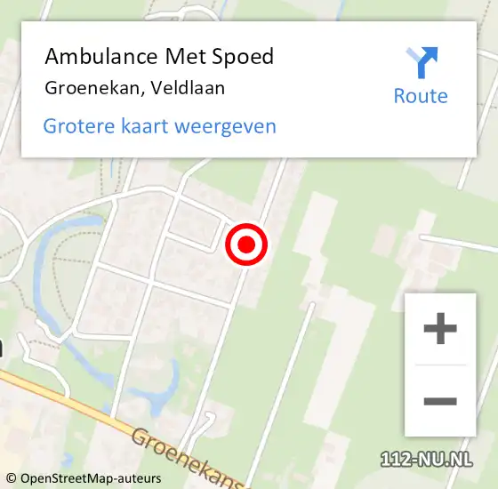 Locatie op kaart van de 112 melding: Ambulance Met Spoed Naar Groenekan, Veldlaan op 1 mei 2016 13:29