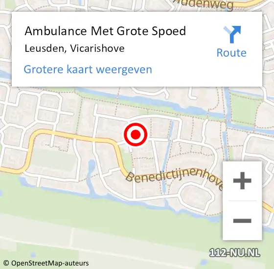 Locatie op kaart van de 112 melding: Ambulance Met Grote Spoed Naar Leusden, Vicarishove op 1 mei 2016 14:27