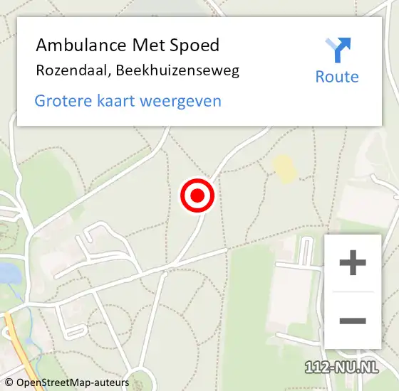 Locatie op kaart van de 112 melding: Ambulance Met Spoed Naar Rozendaal, Beekhuizenseweg op 1 mei 2016 14:55