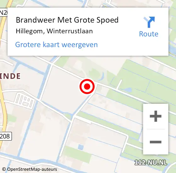 Locatie op kaart van de 112 melding: Brandweer Met Grote Spoed Naar Hillegom, Winterrustlaan op 1 mei 2016 14:59