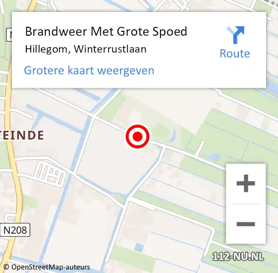 Locatie op kaart van de 112 melding: Brandweer Met Grote Spoed Naar Hillegom, Winterrustlaan op 1 mei 2016 15:01