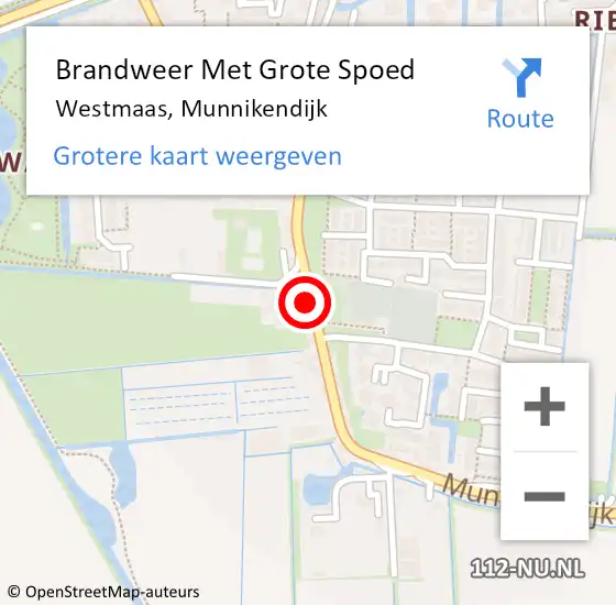 Locatie op kaart van de 112 melding: Brandweer Met Grote Spoed Naar Westmaas, Munnikendijk op 1 mei 2016 15:18