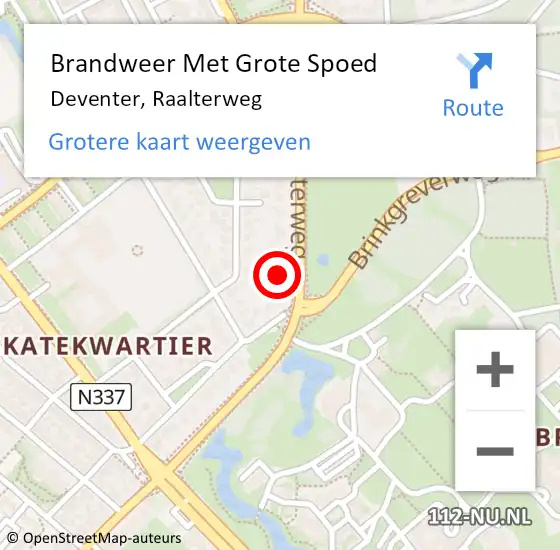 Locatie op kaart van de 112 melding: Brandweer Met Grote Spoed Naar Deventer, Raalterweg op 1 mei 2016 15:36