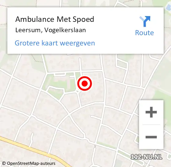 Locatie op kaart van de 112 melding: Ambulance Met Spoed Naar Leersum, Vogelkerslaan op 1 mei 2016 17:04