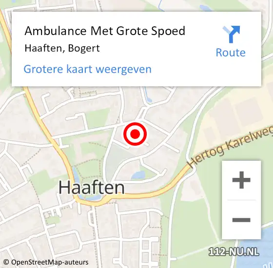 Locatie op kaart van de 112 melding: Ambulance Met Grote Spoed Naar Haaften, Bogert op 16 september 2013 01:22