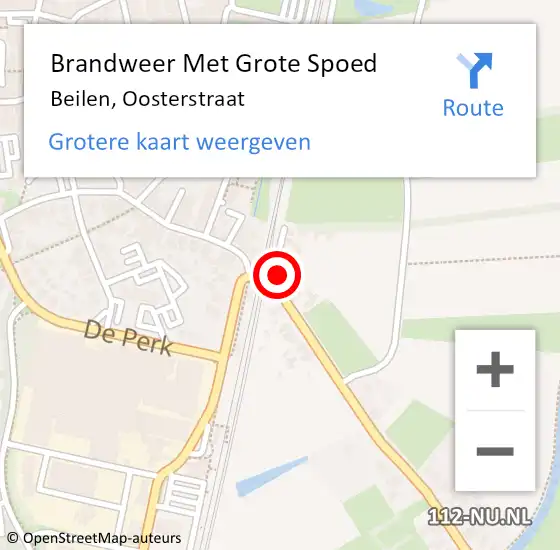 Locatie op kaart van de 112 melding: Brandweer Met Grote Spoed Naar Beilen, Oosterstraat op 1 mei 2016 18:48