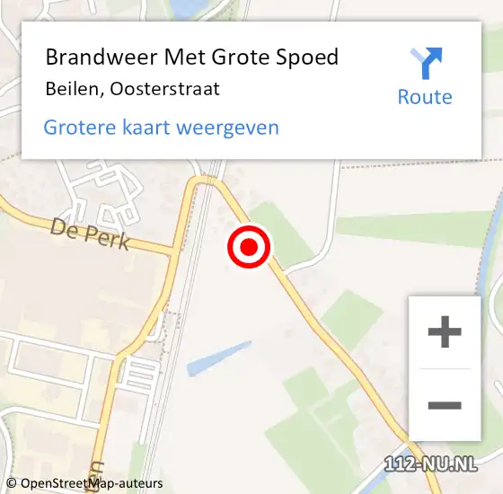 Locatie op kaart van de 112 melding: Brandweer Met Grote Spoed Naar Beilen, Oosterstraat op 1 mei 2016 19:01