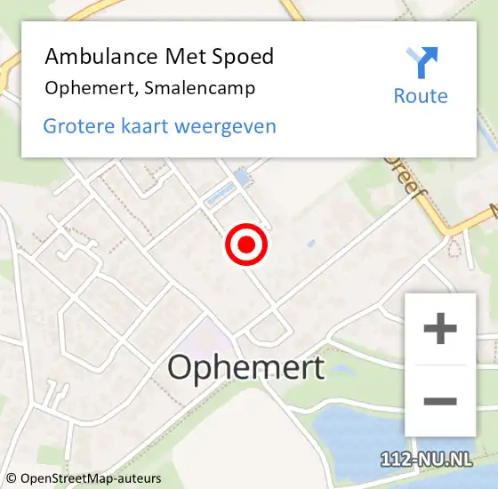 Locatie op kaart van de 112 melding: Ambulance Met Spoed Naar Ophemert, Smalencamp op 1 mei 2016 19:11