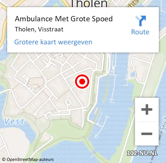 Locatie op kaart van de 112 melding: Ambulance Met Grote Spoed Naar Tholen, Visstraat op 1 mei 2016 20:27