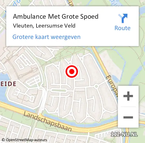 Locatie op kaart van de 112 melding: Ambulance Met Grote Spoed Naar Vleuten, Leersumse Veld op 1 mei 2016 20:51