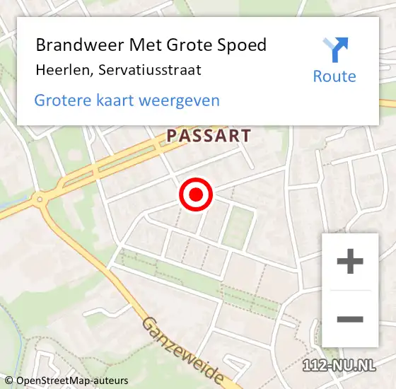 Locatie op kaart van de 112 melding: Brandweer Met Grote Spoed Naar Heerlen, Servatiusstraat op 1 mei 2016 21:46