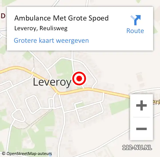 Locatie op kaart van de 112 melding: Ambulance Met Grote Spoed Naar Leveroy, Reulisweg op 13 december 2013 15:21