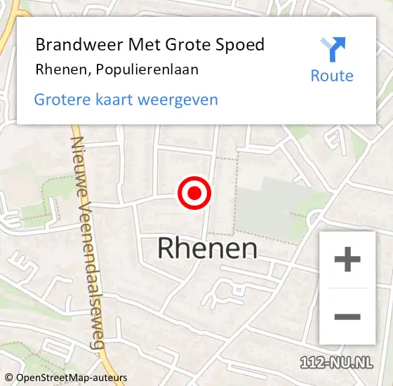 Locatie op kaart van de 112 melding: Brandweer Met Grote Spoed Naar Rhenen, Populierenlaan op 1 mei 2016 22:09