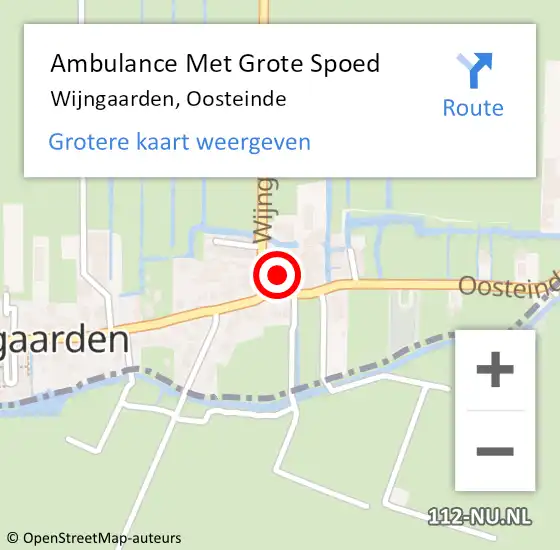 Locatie op kaart van de 112 melding: Ambulance Met Grote Spoed Naar Wijngaarden, Oosteinde op 1 mei 2016 22:37