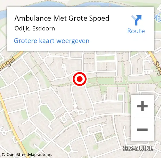 Locatie op kaart van de 112 melding: Ambulance Met Grote Spoed Naar Odijk, Esdoorn op 1 mei 2016 22:43