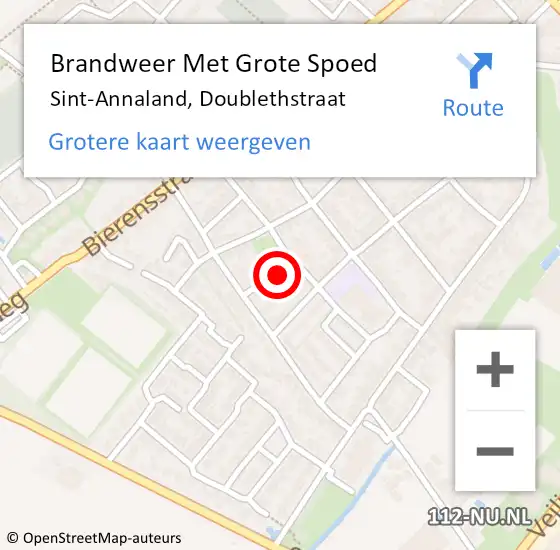 Locatie op kaart van de 112 melding: Brandweer Met Grote Spoed Naar Sint-Annaland, Doublethstraat op 1 mei 2016 23:05