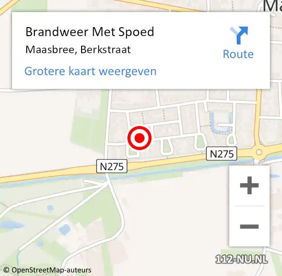 Locatie op kaart van de 112 melding: Brandweer Met Spoed Naar Maasbree, Berkstraat op 1 mei 2016 23:12