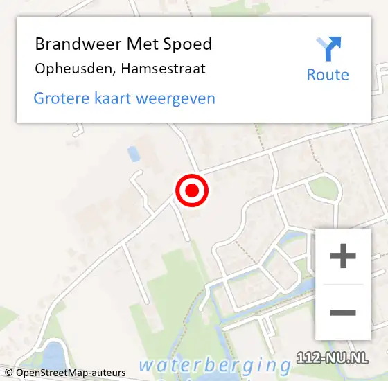 Locatie op kaart van de 112 melding: Brandweer Met Spoed Naar Opheusden, Hamsestraat op 1 mei 2016 23:21