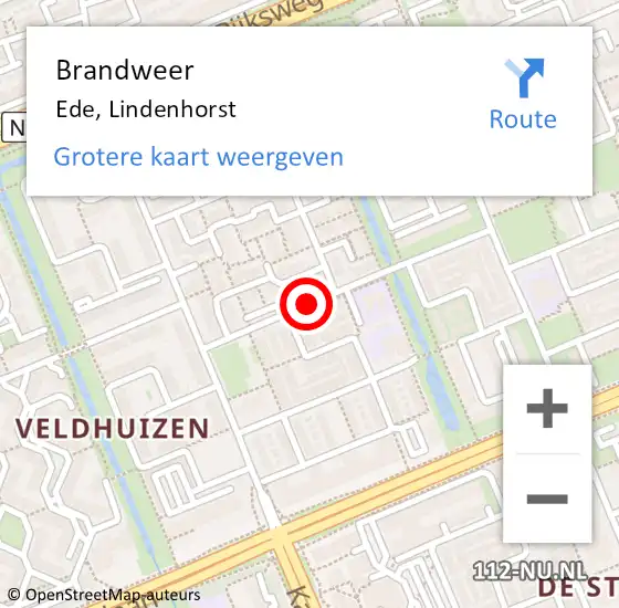 Locatie op kaart van de 112 melding: Brandweer Ede, Lindenhorst op 2 mei 2016 01:00