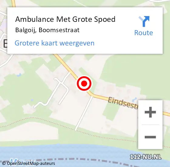 Locatie op kaart van de 112 melding: Ambulance Met Grote Spoed Naar Balgoij, Boomsestraat op 2 mei 2016 06:34