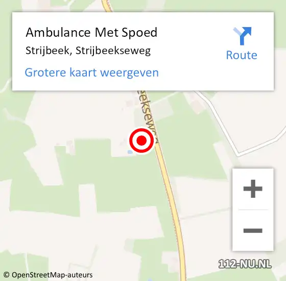 Locatie op kaart van de 112 melding: Ambulance Met Spoed Naar Strijbeek, Strijbeekseweg op 2 mei 2016 06:37