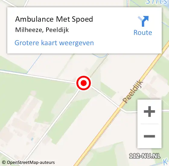 Locatie op kaart van de 112 melding: Ambulance Met Spoed Naar Milheeze, Peeldijk op 2 mei 2016 07:31