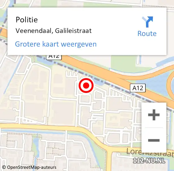 Locatie op kaart van de 112 melding: Politie Veenendaal, Galileistraat op 2 mei 2016 07:45