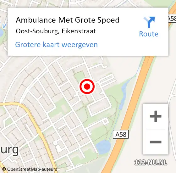 Locatie op kaart van de 112 melding: Ambulance Met Grote Spoed Naar Oost-Souburg, Eikenstraat op 2 mei 2016 08:02