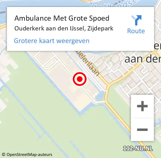 Locatie op kaart van de 112 melding: Ambulance Met Grote Spoed Naar Ouderkerk aan den IJssel, Zijdepark op 2 mei 2016 09:49