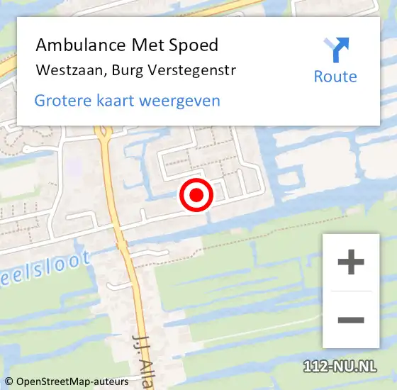 Locatie op kaart van de 112 melding: Ambulance Met Spoed Naar Westzaan, Burg Verstegenstr op 2 mei 2016 09:54